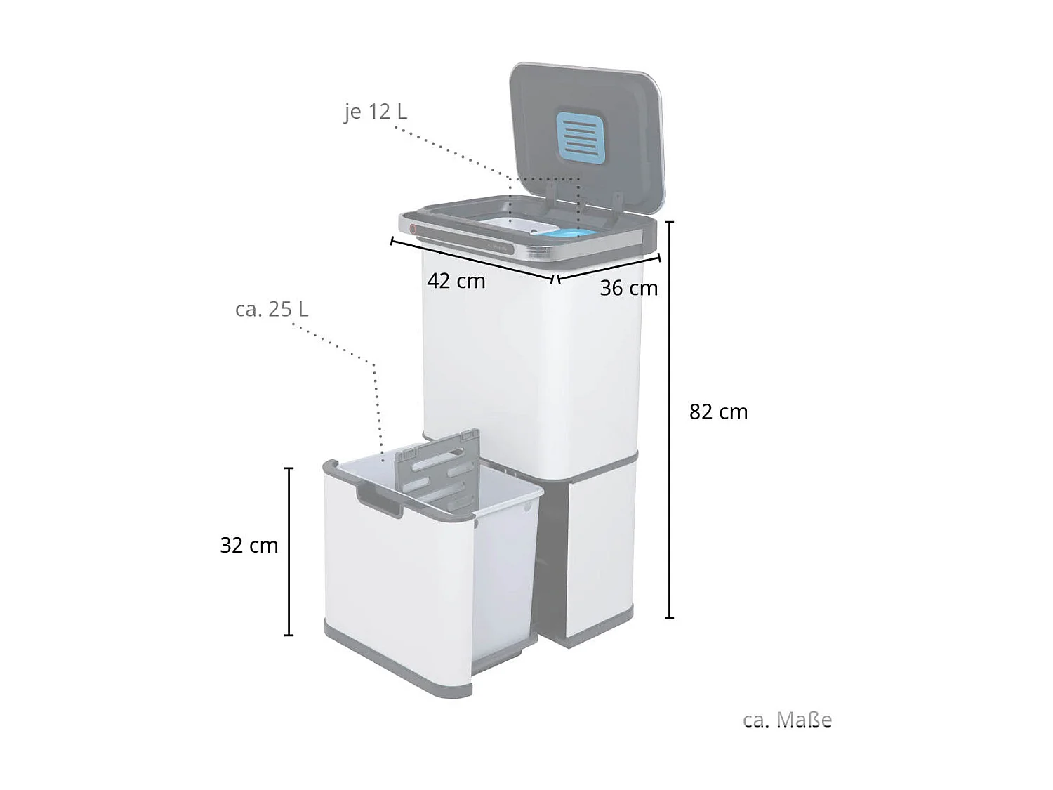 SENSORMÜLLEIMER 60L Grau