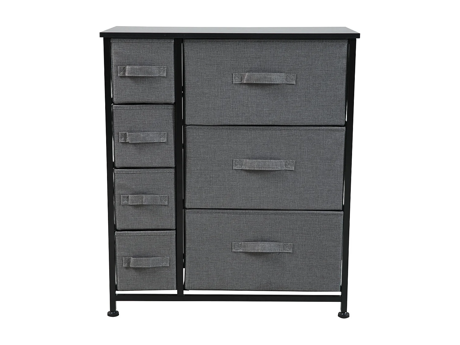 Étagère en métal avec tiroirs en tissu
