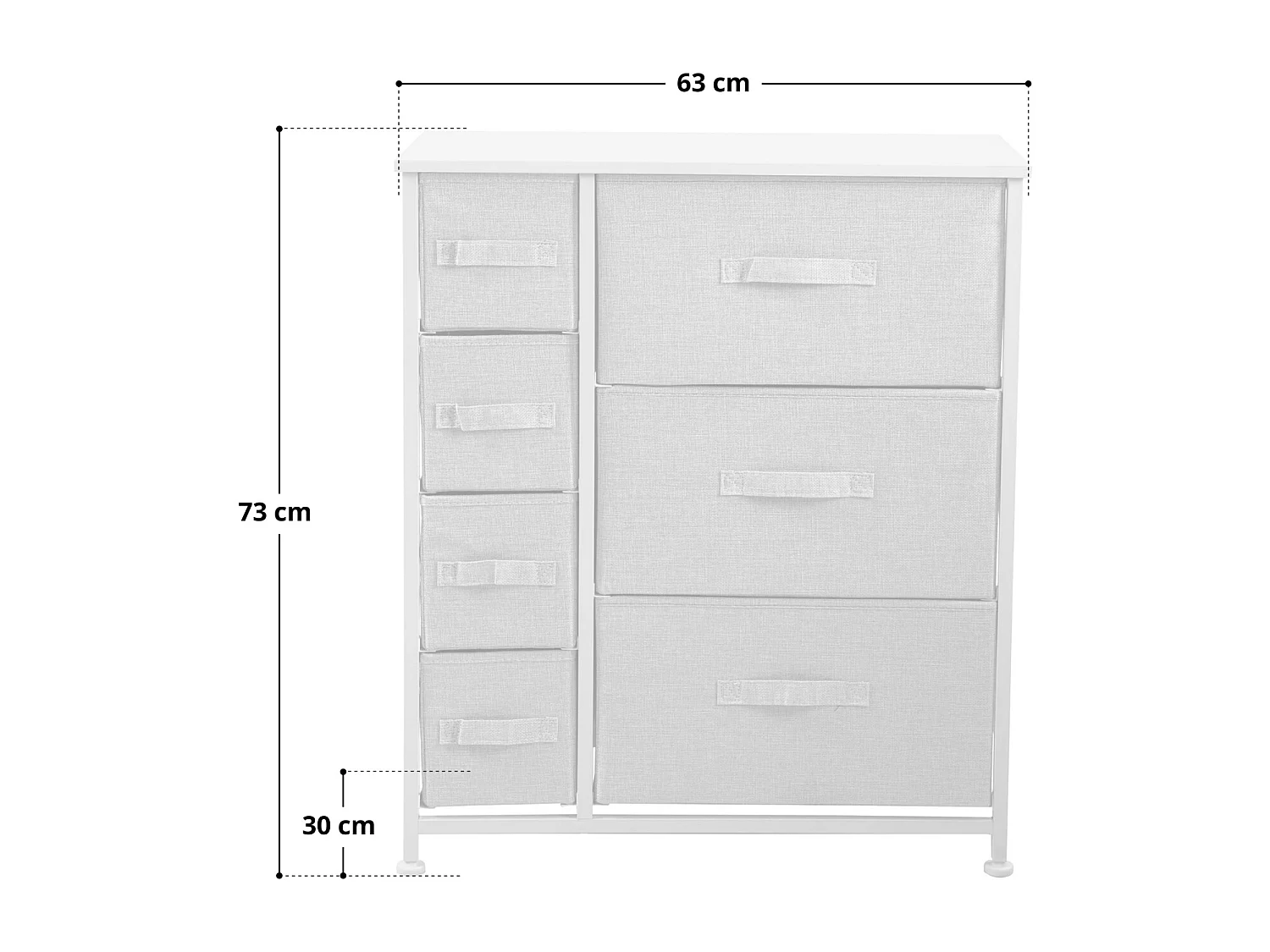 Étagère en métal avec tiroirs en tissu