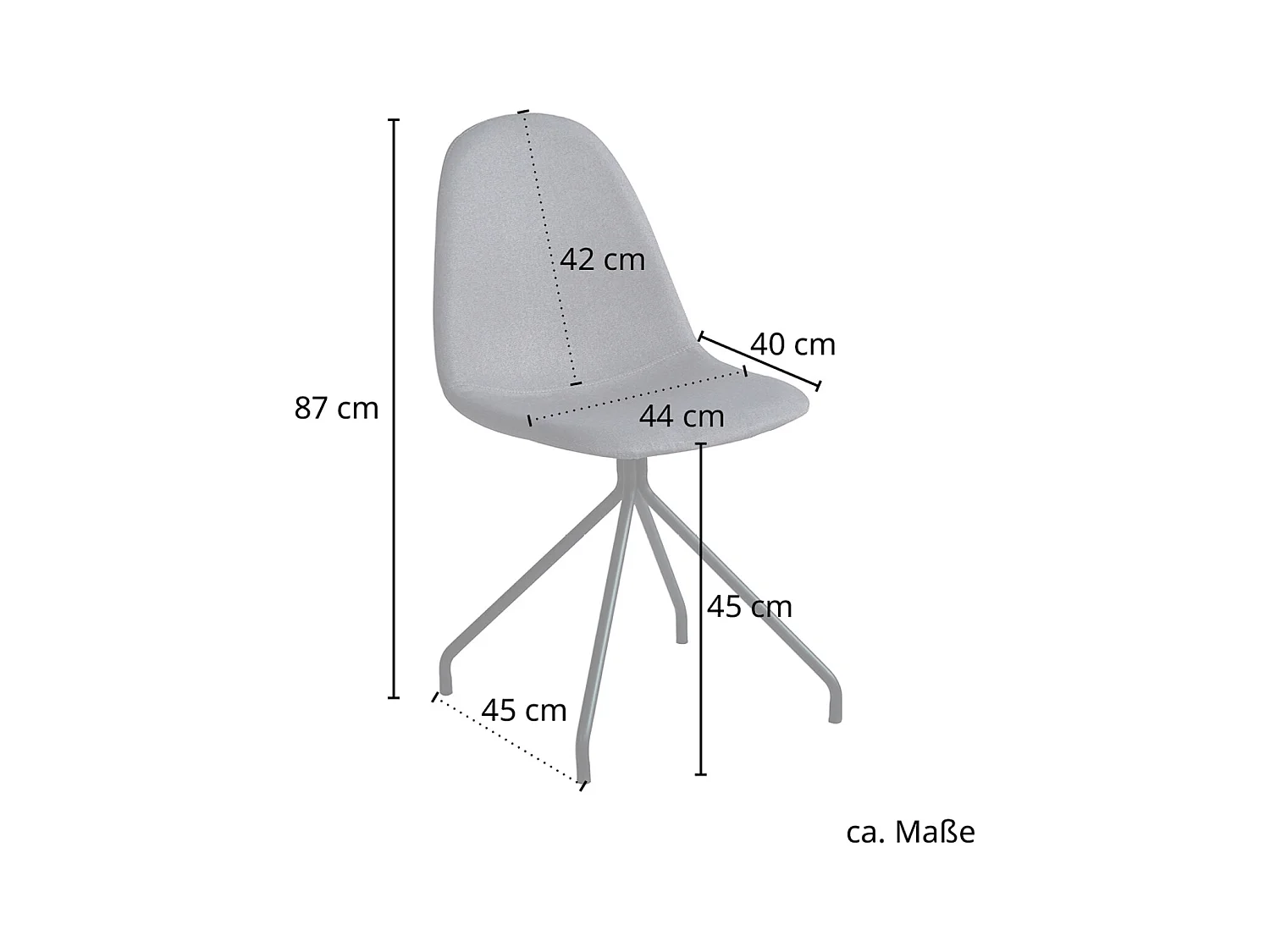 ESSZIMMERSTUHL 2er Set Stoffbezug Dunkelgrau