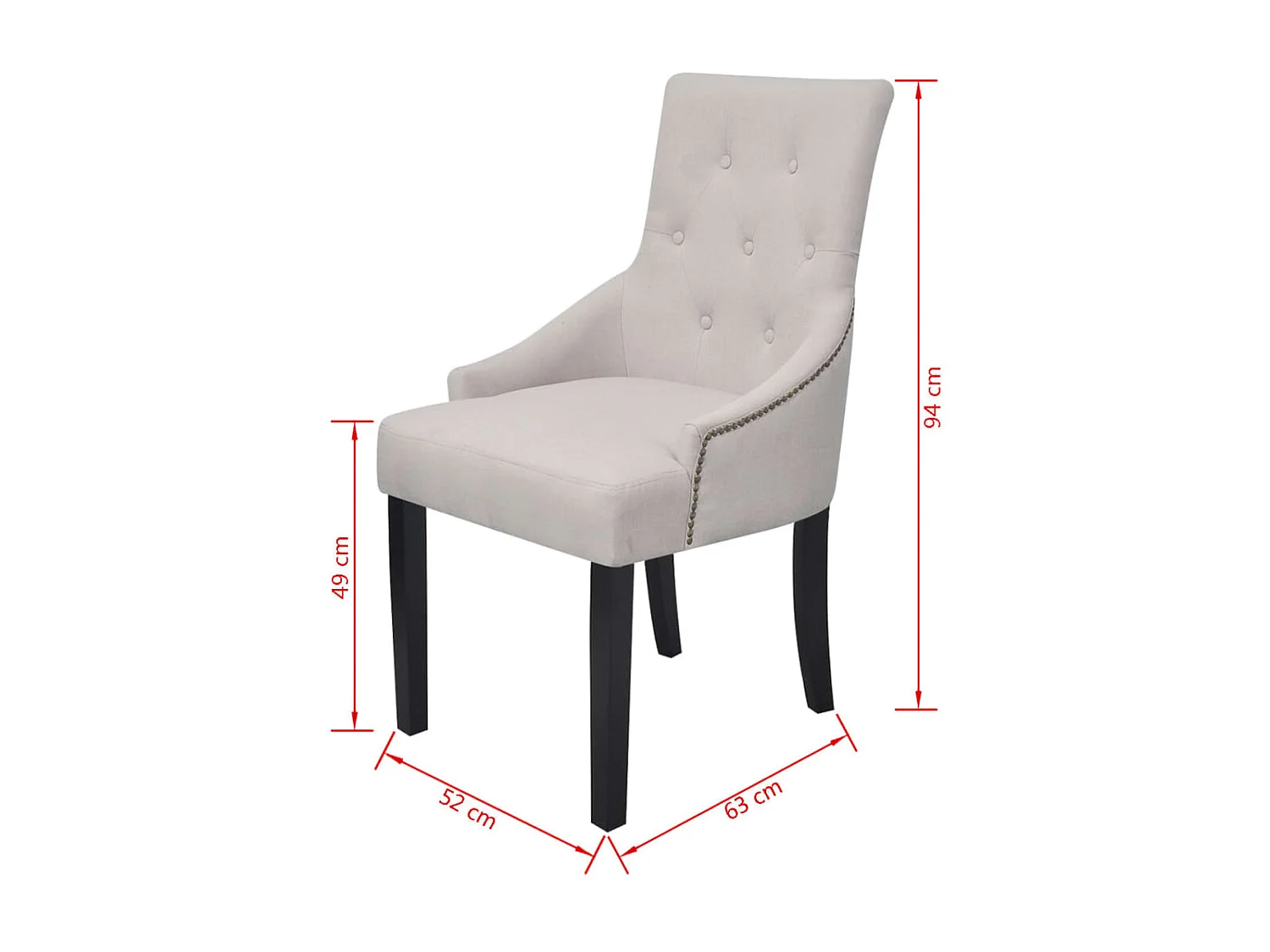 Cadeiras de jantar 2 pcs tecido cinzento creme