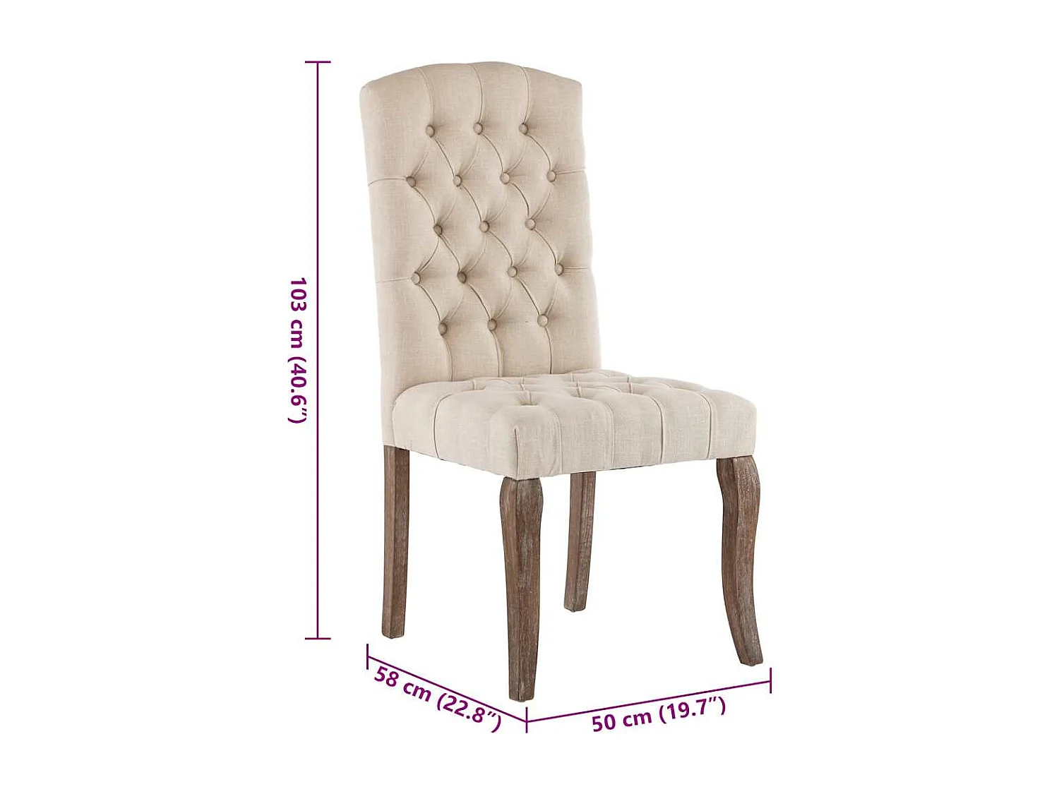 Sillas de comedor 2 unidades tela con apariencia de lino beige