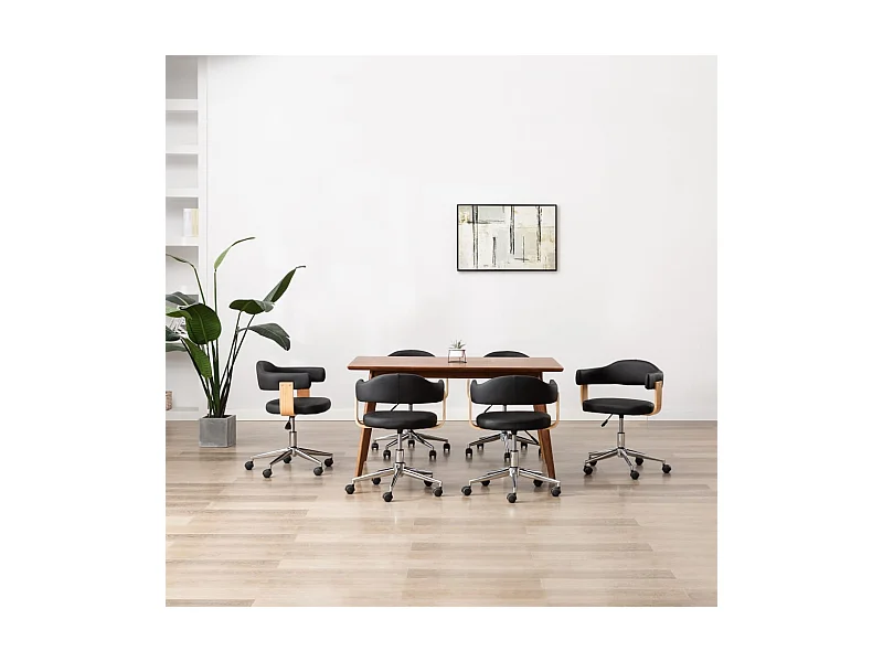 Esszimmerstühle 6 Stk. Drehbar Schwarz Kunstleder