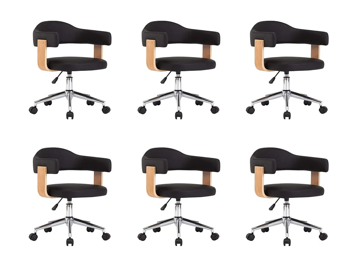 Chaises pivotantes à manger lot de 6 noir similicuir