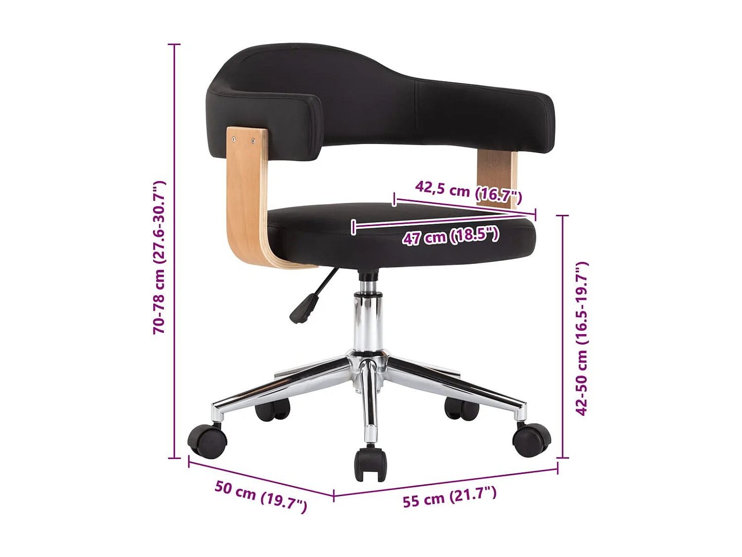 Chaises pivotantes à manger lot de 6 noir similicuir