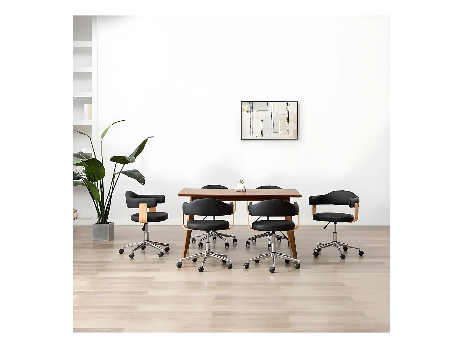 Sillas de comedor giratorias 6 unidades cuero sintético negro