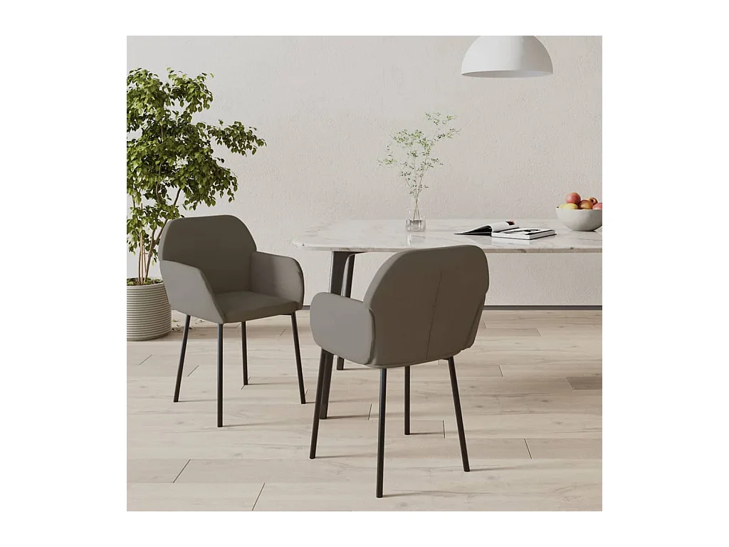 Chaises à manger lot de 2 Gris foncé Velours