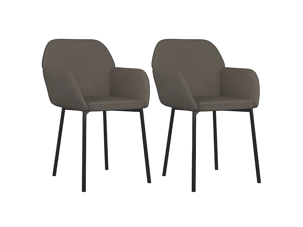Chaises à manger lot de 2 Gris foncé Velours