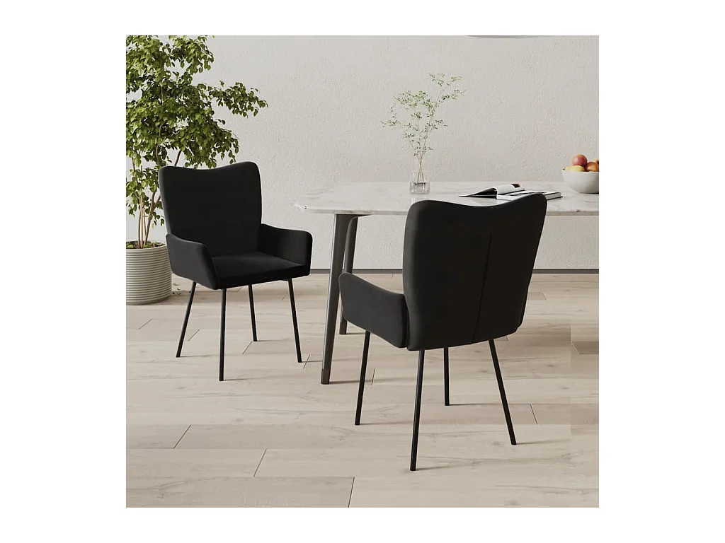 Eetkamerstoelen 2 st fluweel zwart