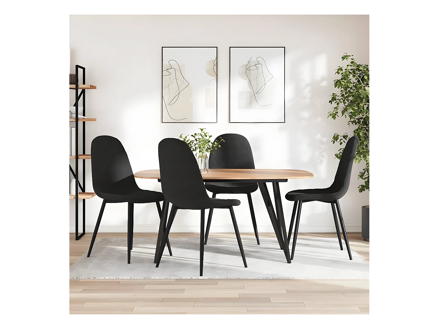 Chaises à manger lot de 4 Noir Velours