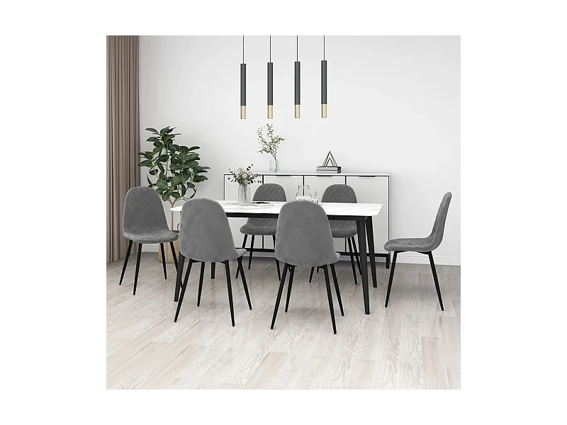 Esszimmerstühle 6 Stk. Hellgrau Samt