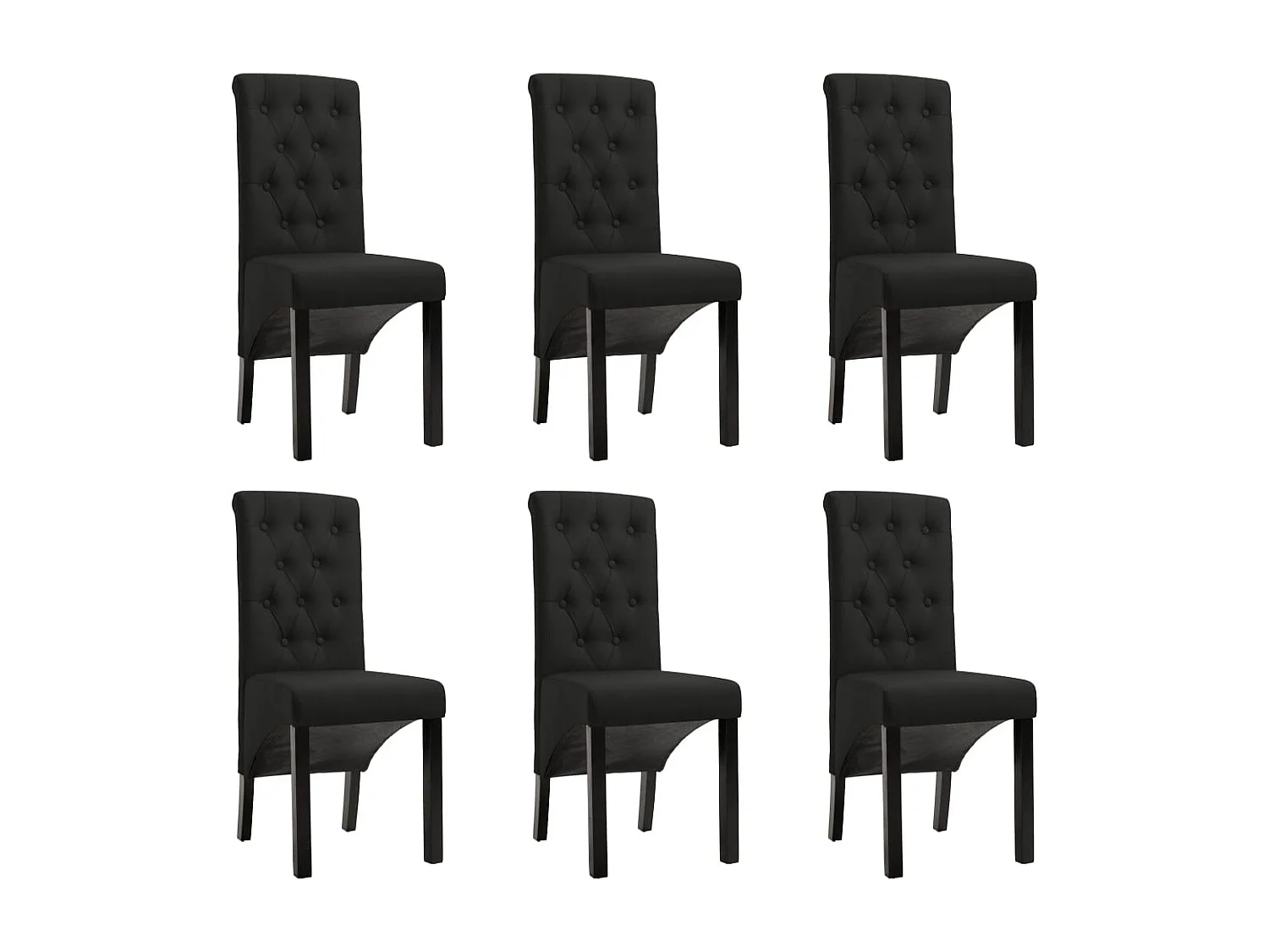 Cadeiras de jantar 6 pcs tecido preto