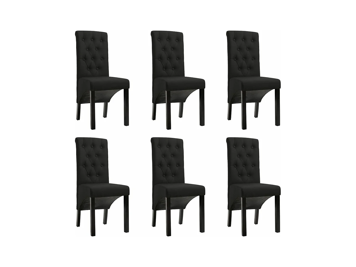 Chaises à manger lot de 6 noir tissu