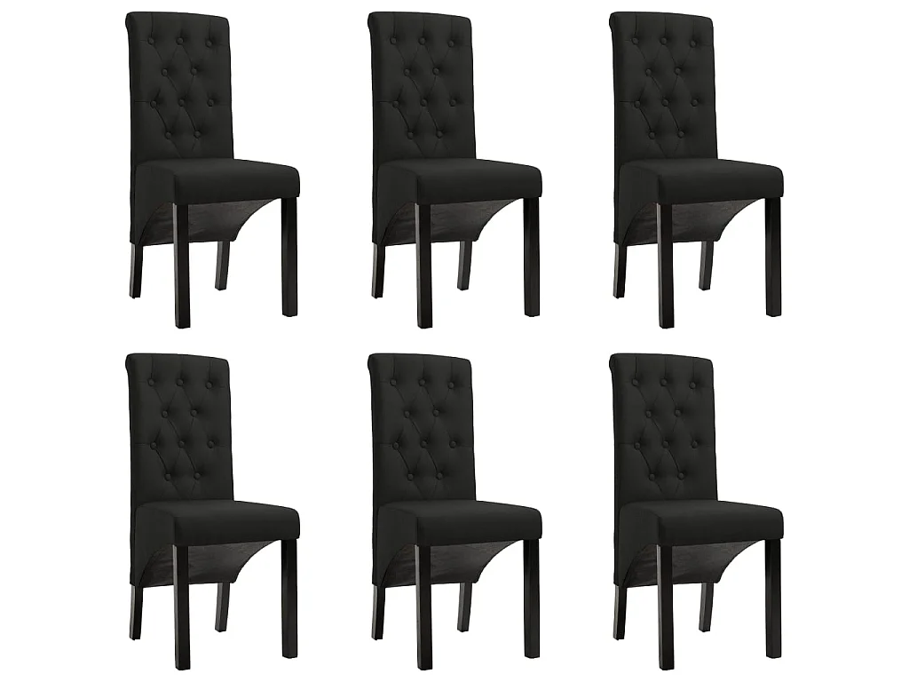 Chaises à manger lot de 6 noir tissu