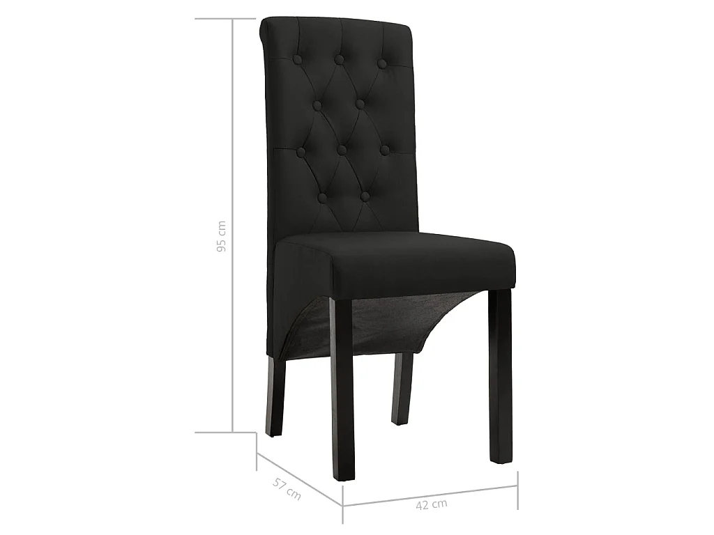 Chaises à manger lot de 6 noir tissu