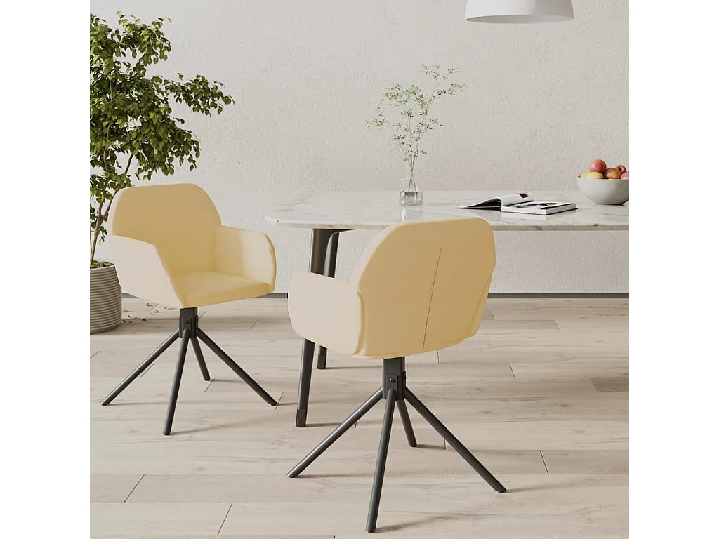 Esszimmerstühle 2 Stk. Drehbar Creme Samt