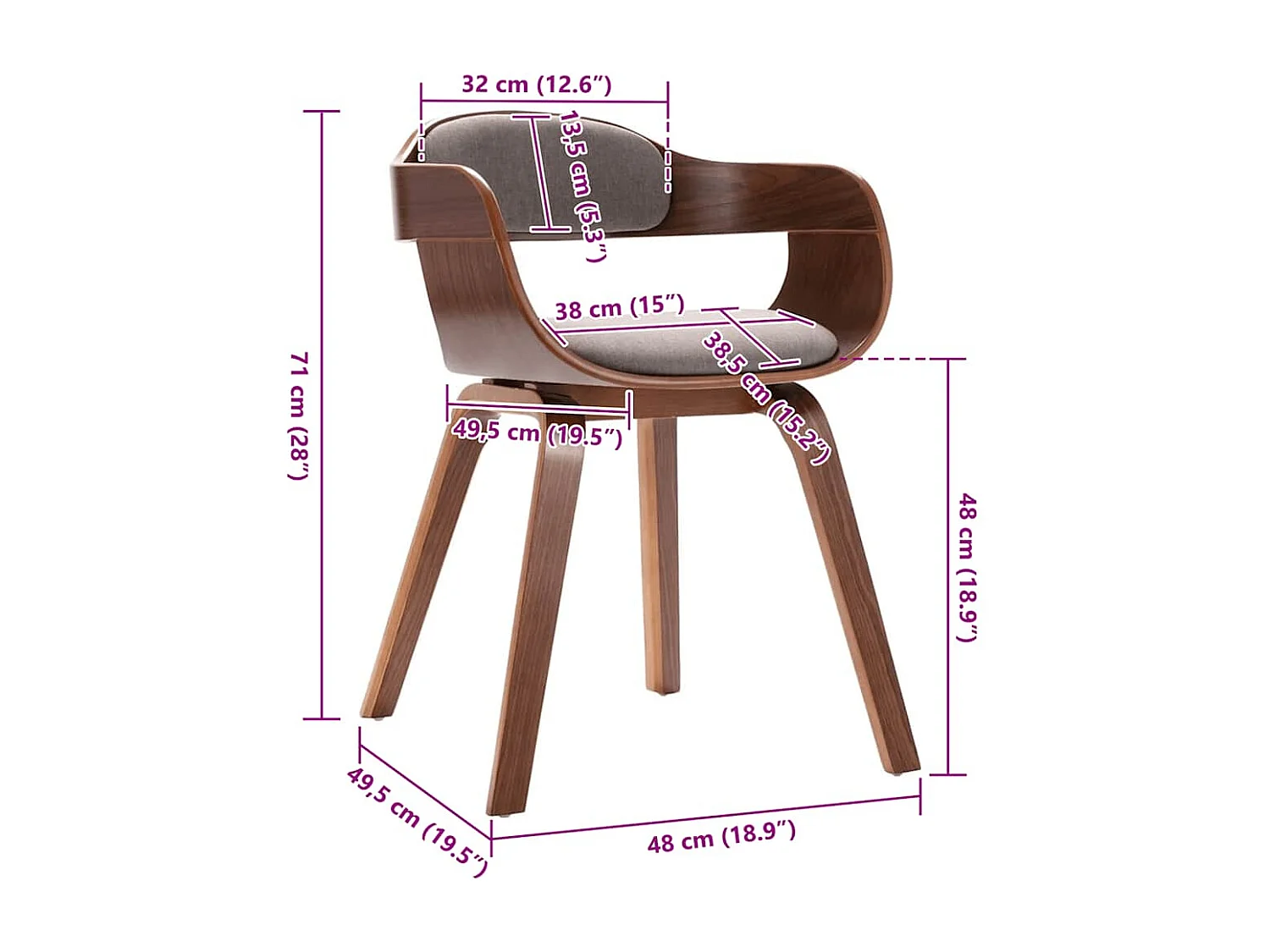 Esszimmerstuhl Taupe Bugholz und Stoff