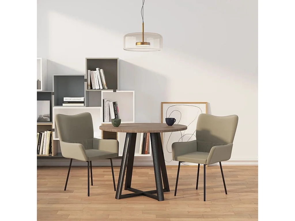 Cadeiras de jantar 2 pcs veludo cinzento-claro