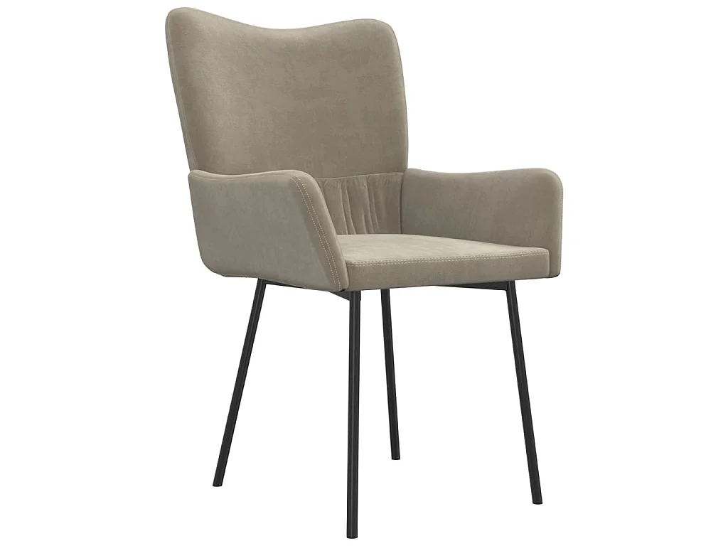 Chaises à manger lot de 2 Gris clair Velours