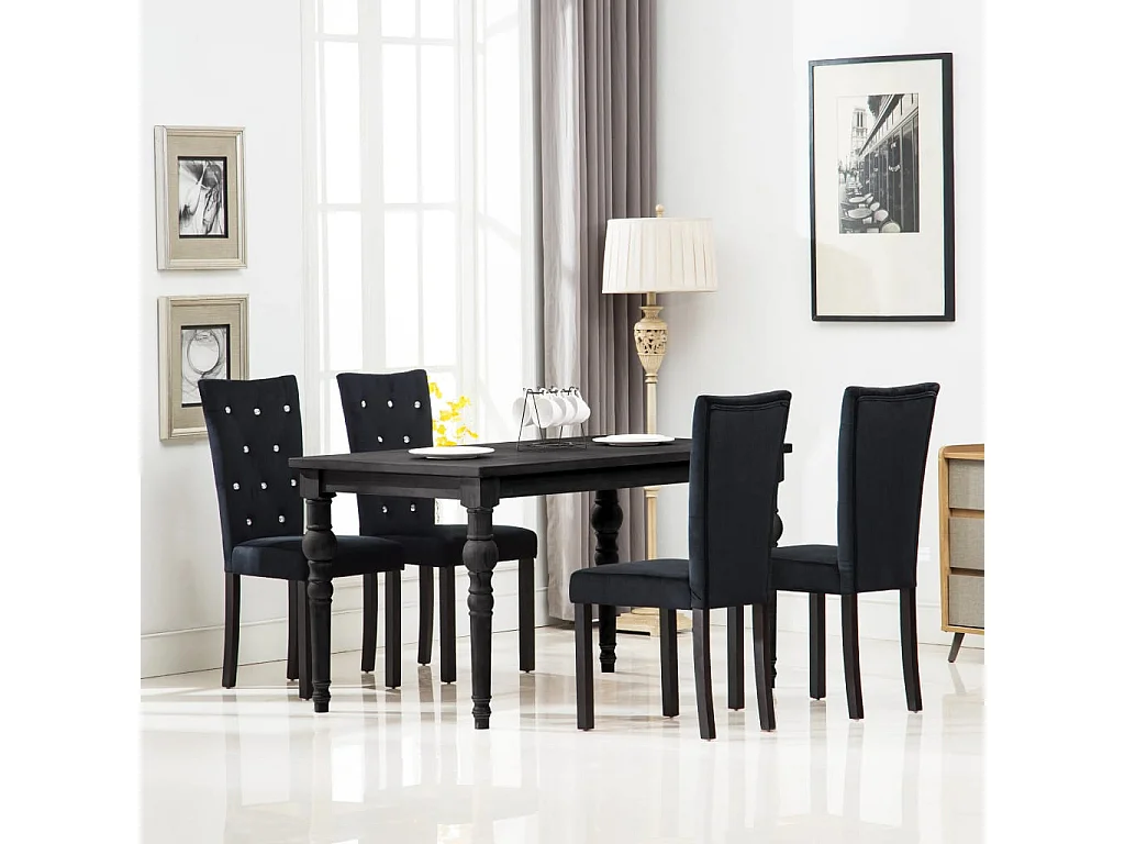 Chaises à manger lot de 4 Noir Velours