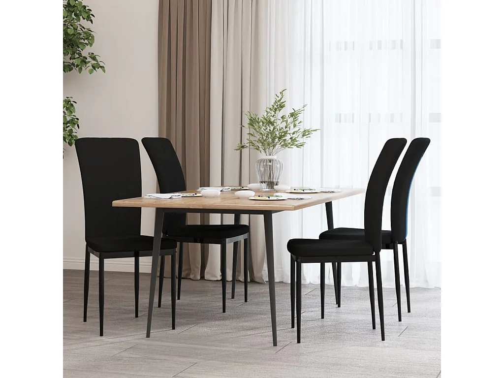 Chaises à manger lot de 4 Noir Velours