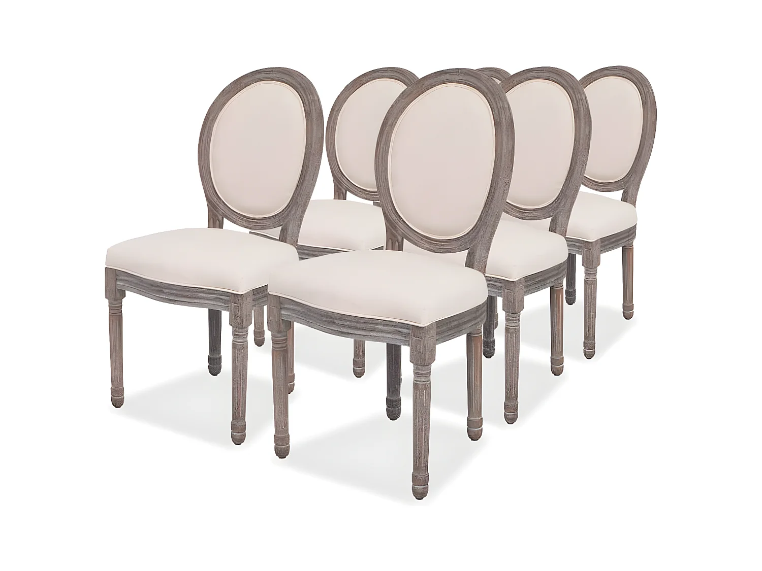Chaises à manger lot de 6 crème tissu