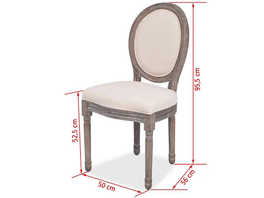 Chaises à manger lot de 6 crème tissu