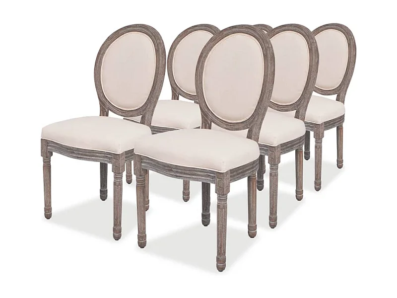 Eetkamerstoelen 6 st stof crèmekleurig
