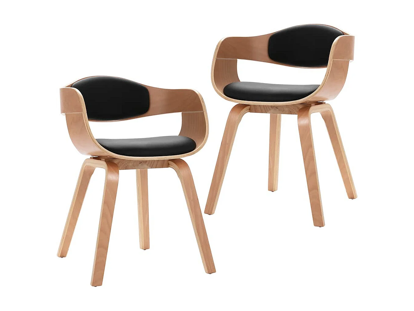 Chaises à manger lot de 2 bois courbé et similicuir