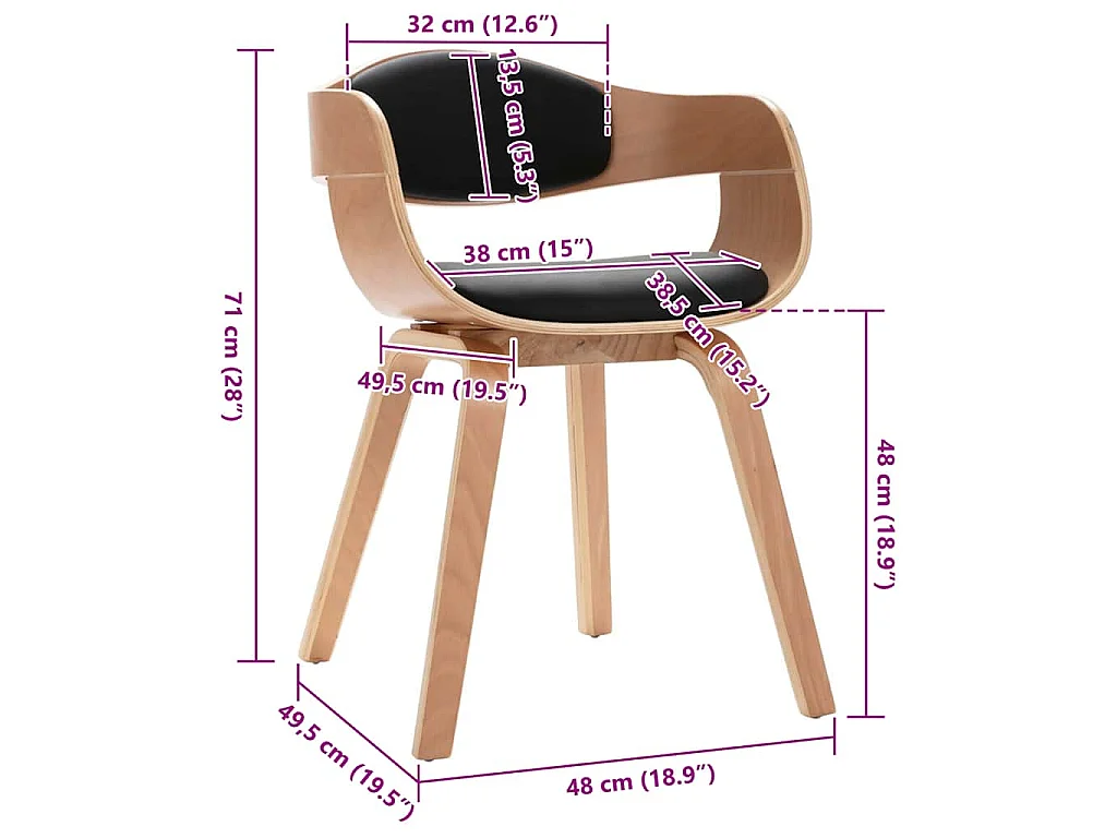 Sedie da Pranzo 2 pz in Legno Piegato e Similpelle