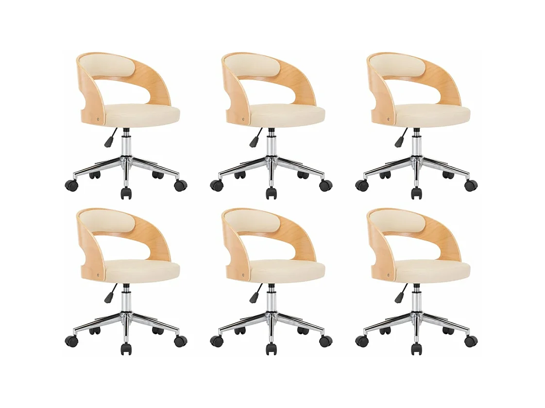 Chaises pivotantes à manger lot de 6 bois courbé et similicuir