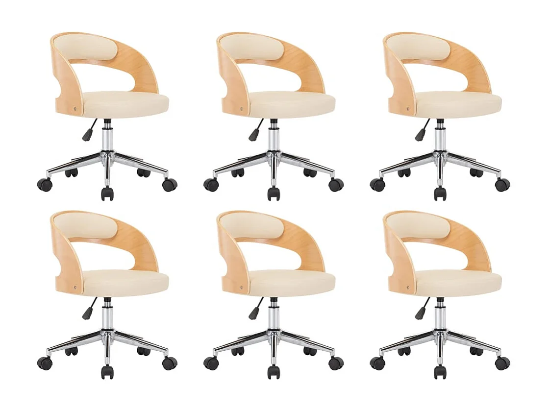 Chaises pivotantes à manger lot de 6 bois courbé et similicuir