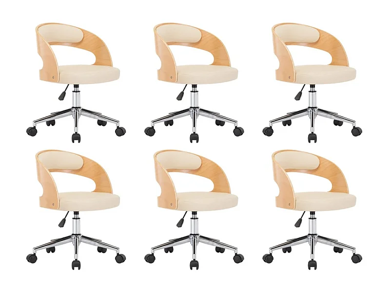 Chaises pivotantes à manger lot de 6 bois courbé et similicuir