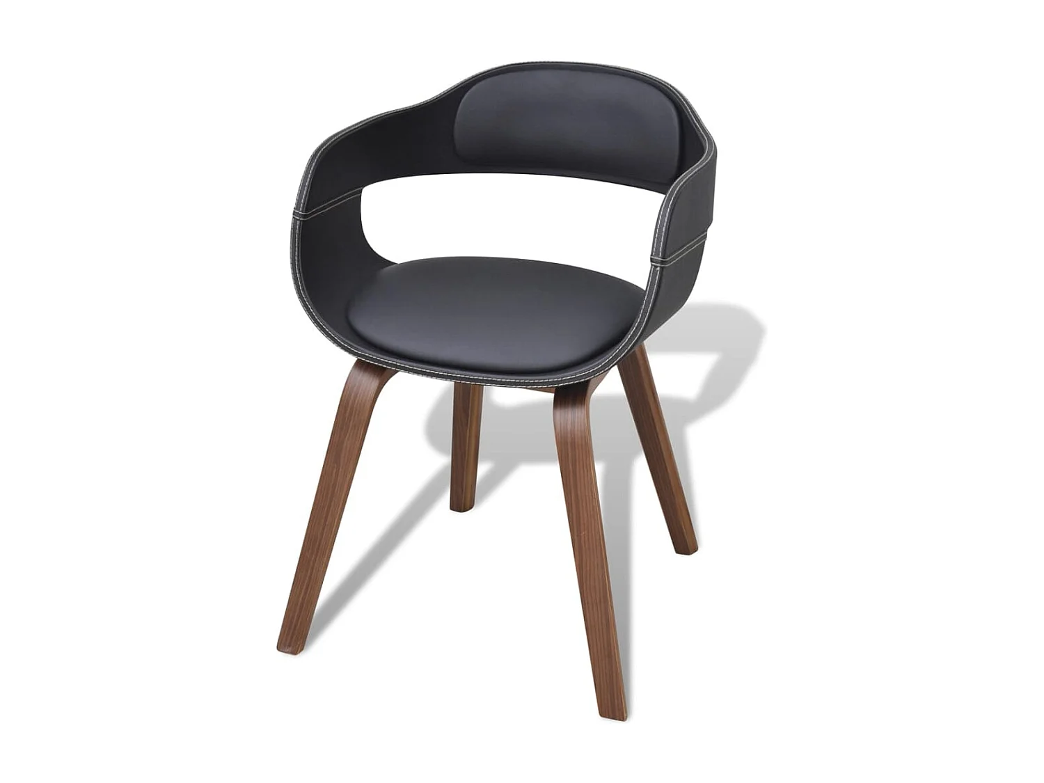 Eetkamerstoelen 6 st gebogen hout en kunstleer zwart
