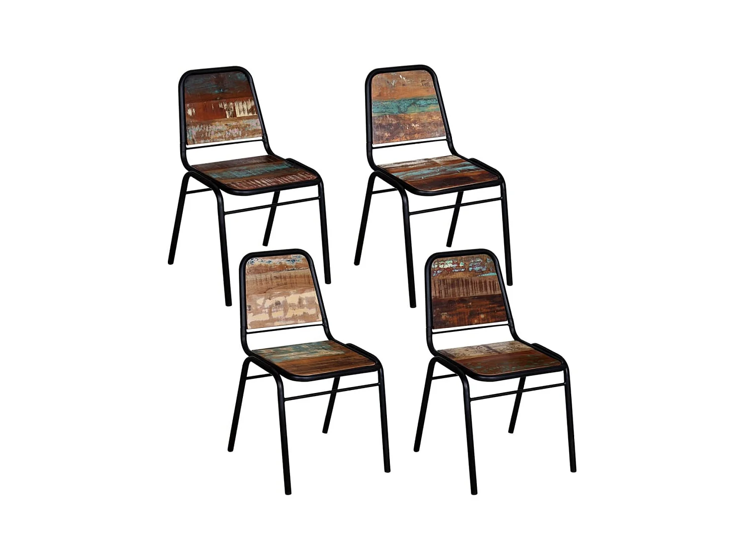 Chaises à manger lot de 4 bois de récupération solide