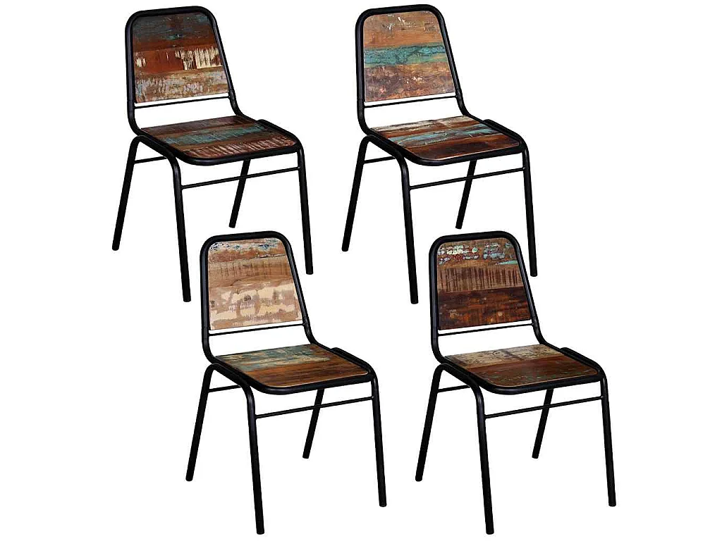 Cadeiras de jantar 4 pcs madeira recuperada maciça