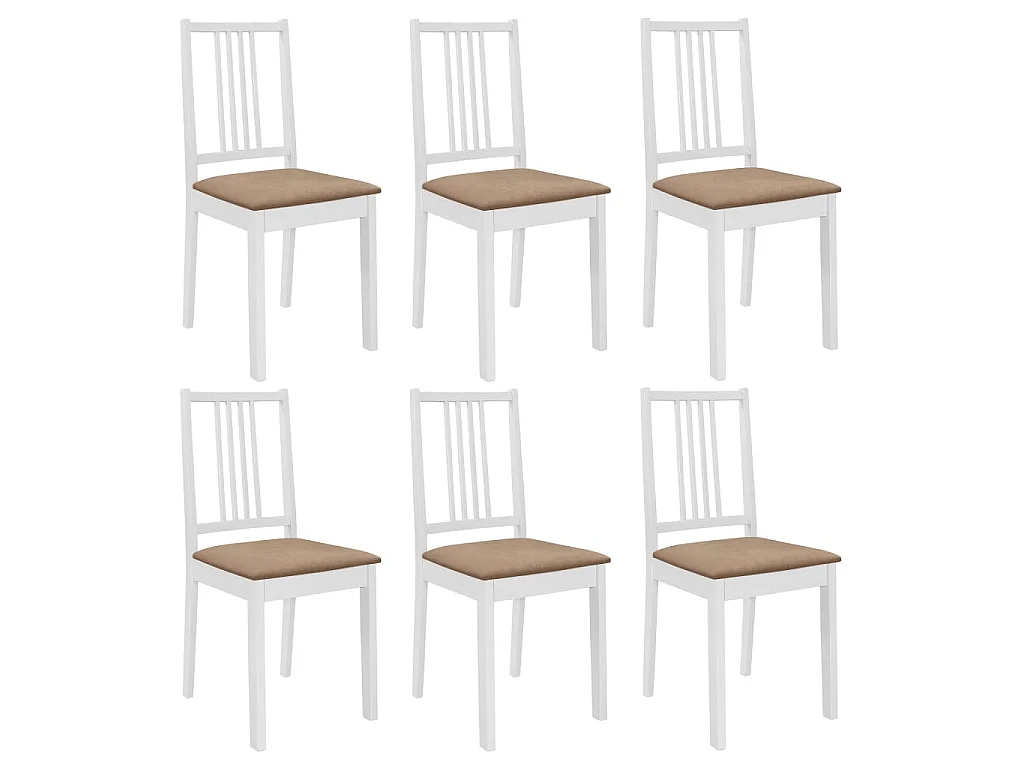 Chaises à manger avec coussins lot de 6 blanc bois solide