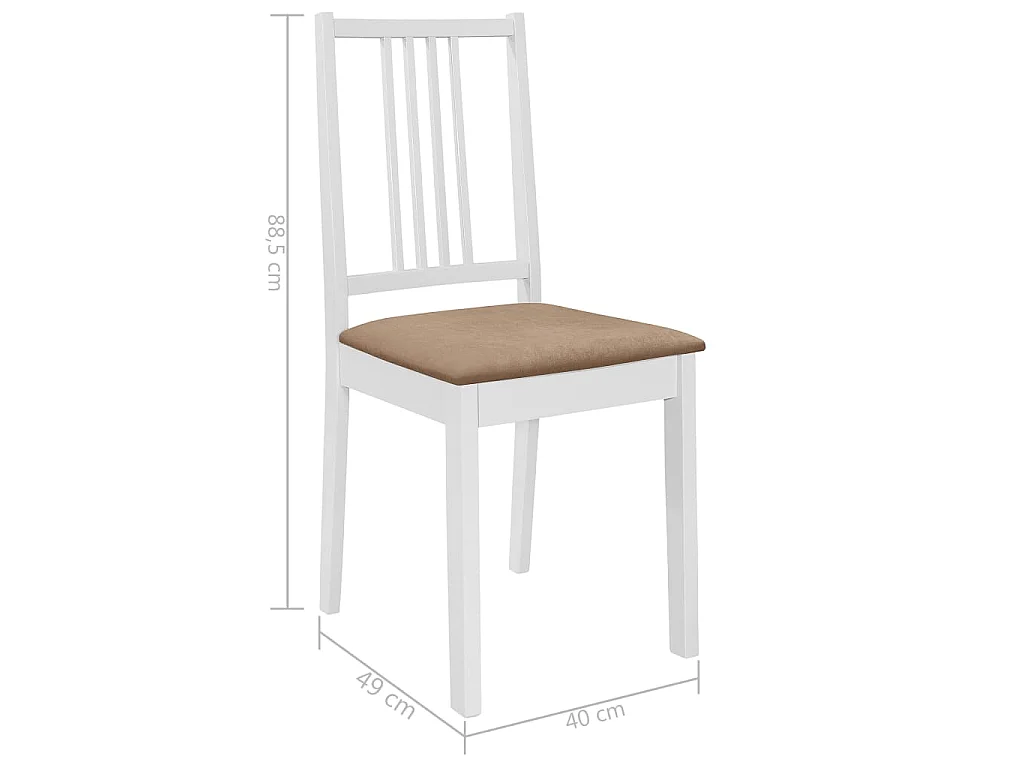 Chaises à manger avec coussins lot de 6 blanc bois solide
