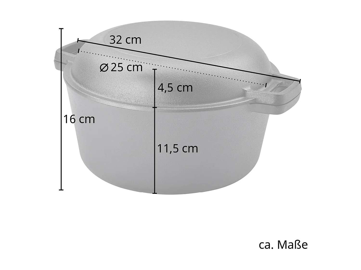 Cocotte TAINO 6L avec couvercle en fonte Ø 25cm marmite multi-usages cocotte