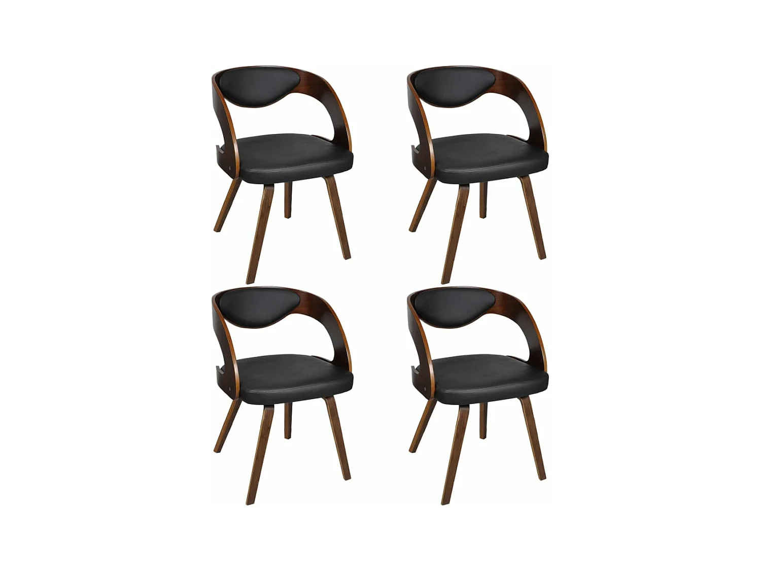 Sedie da Pranzo 4 pz Marroni in Legno Curvo e Similpelle