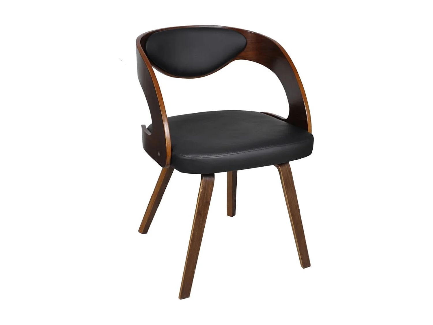 Eetkamerstoelen 4 st gebogen hout en kunstleer bruin