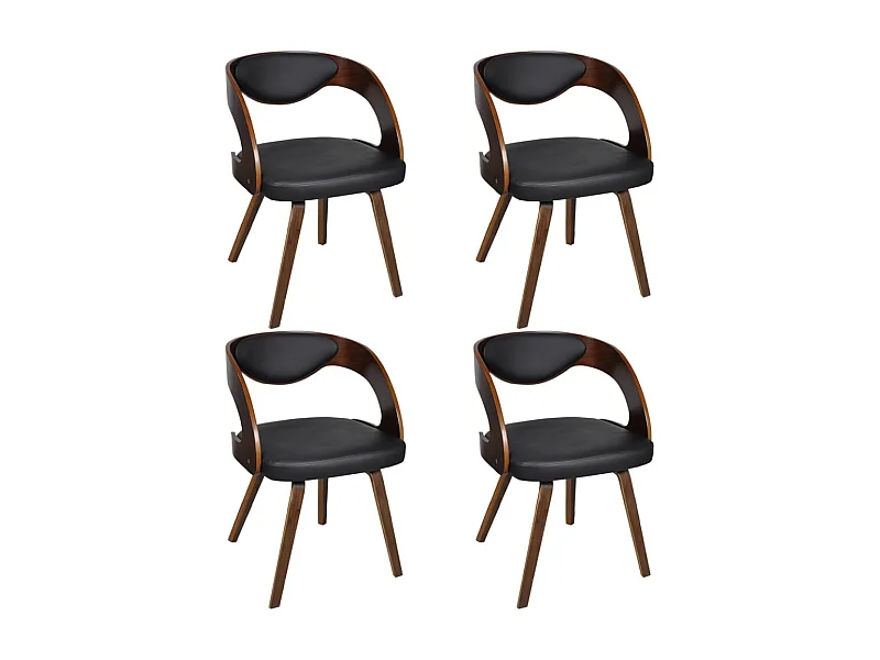 Eetkamerstoelen 4 st gebogen hout en kunstleer bruin