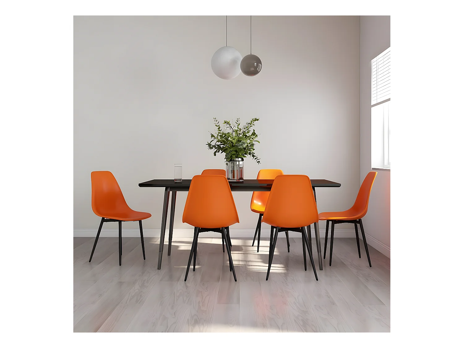 Chaises à manger lot de 6 orange PP