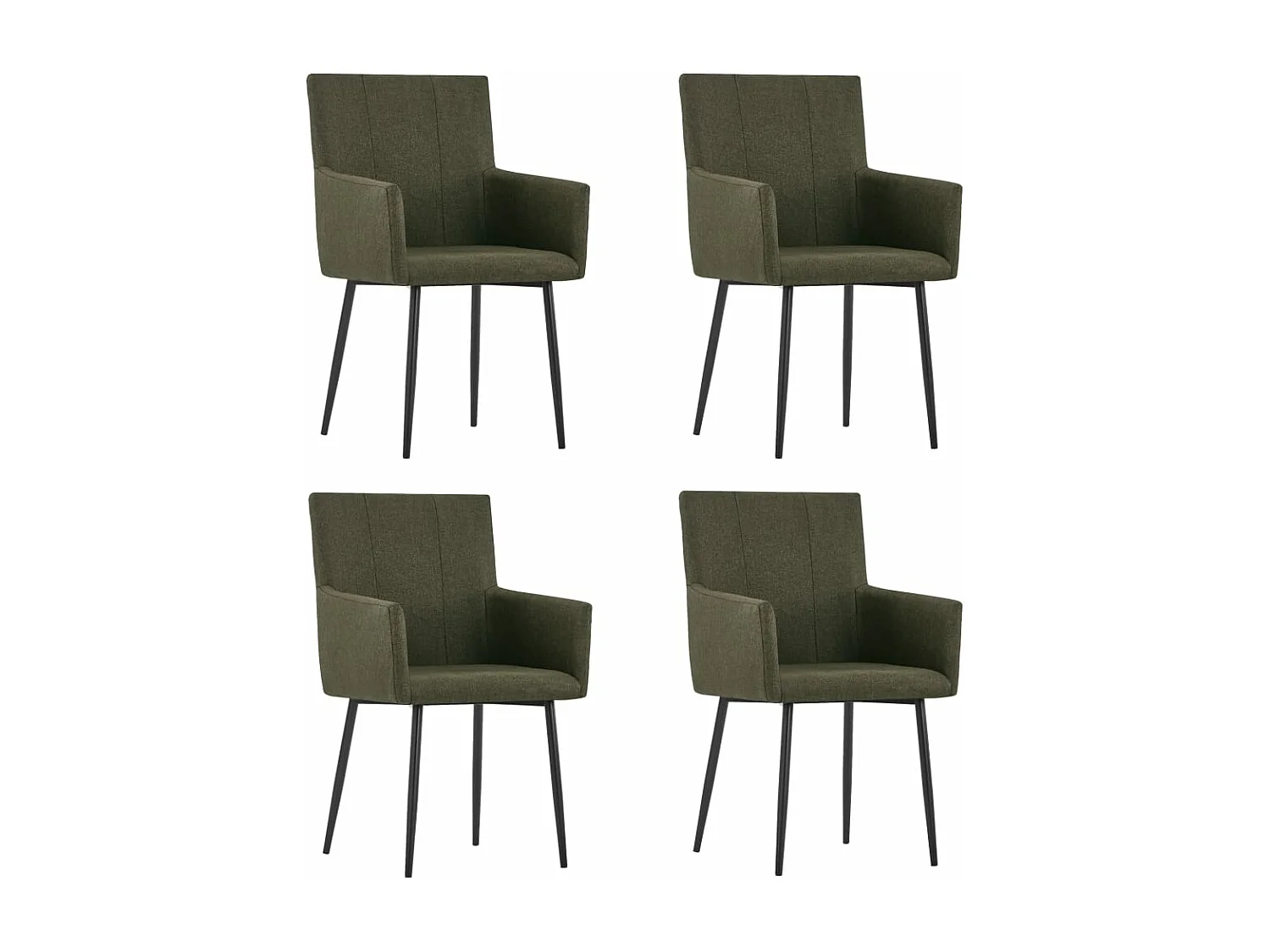 Chaises à manger avec accoudoirs lot de 4 marron tissu