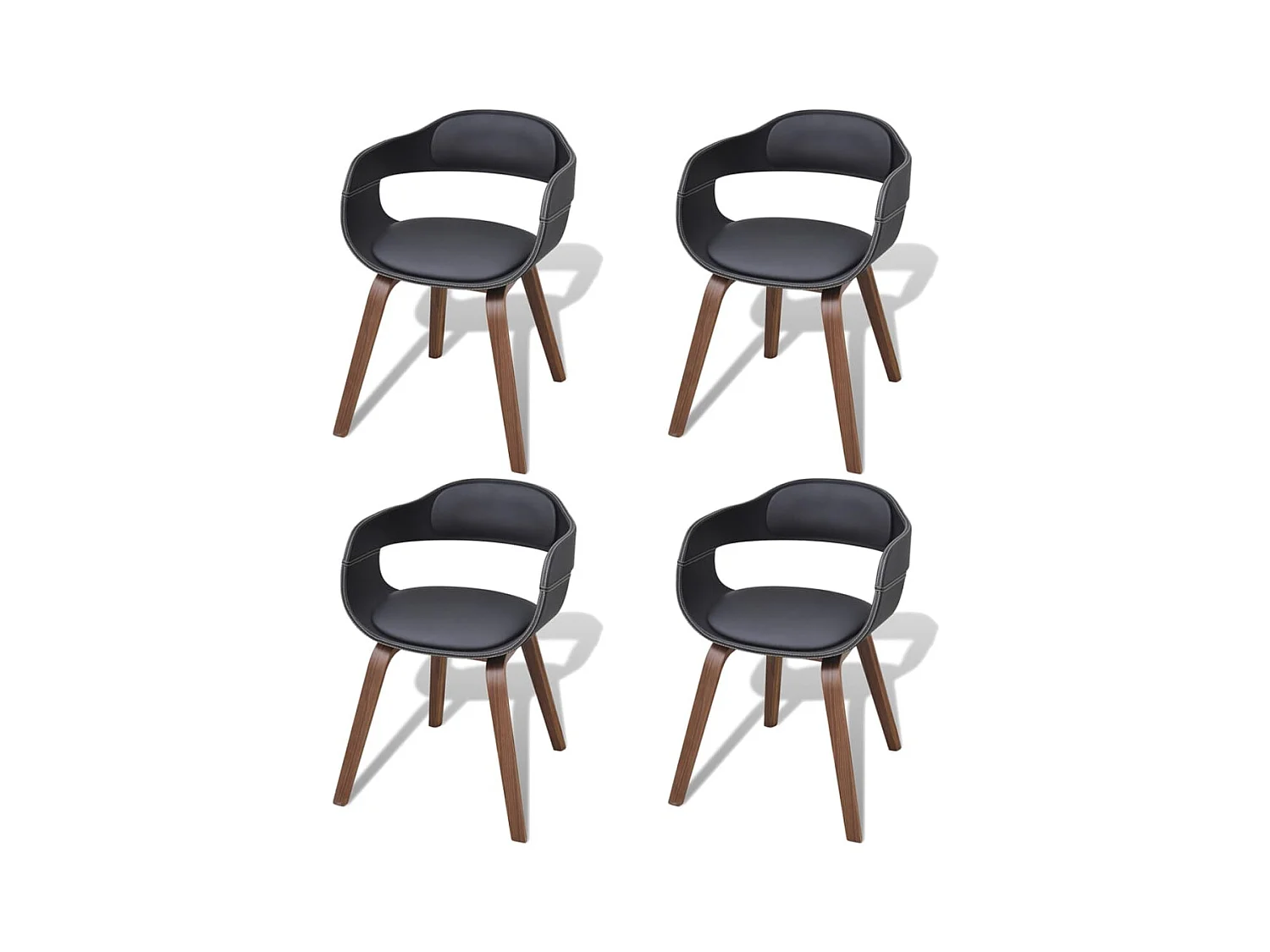 Eetkamerstoelen 4 st gebogen hout en kunstleer zwart