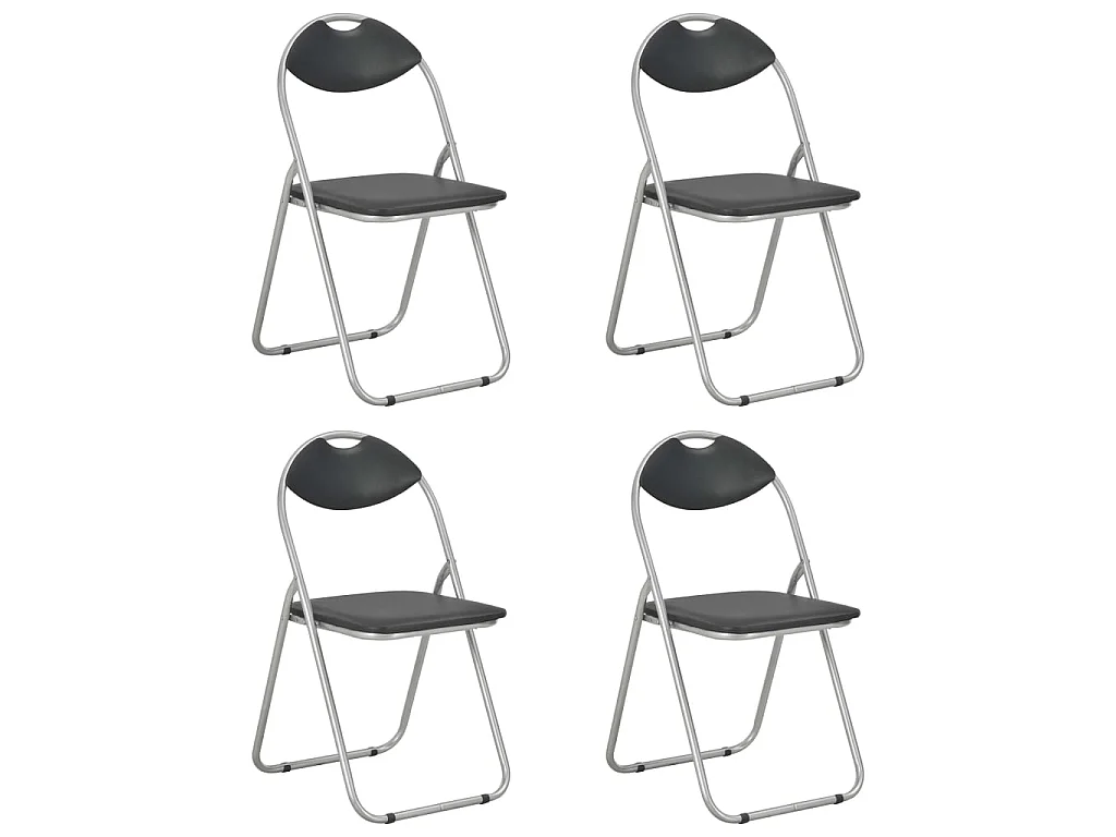 Chaises pliantes 4 pièces en similicuir noir