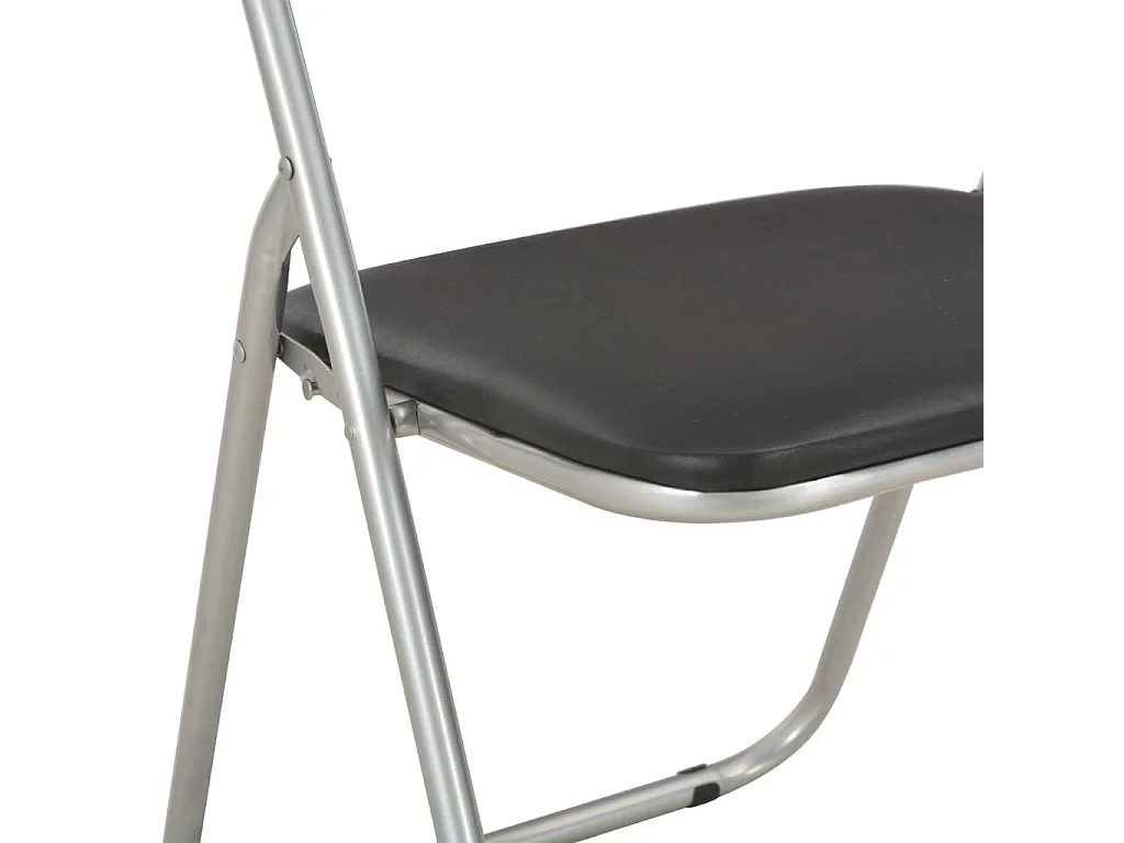 Chaises pliantes 4 pièces en similicuir noir