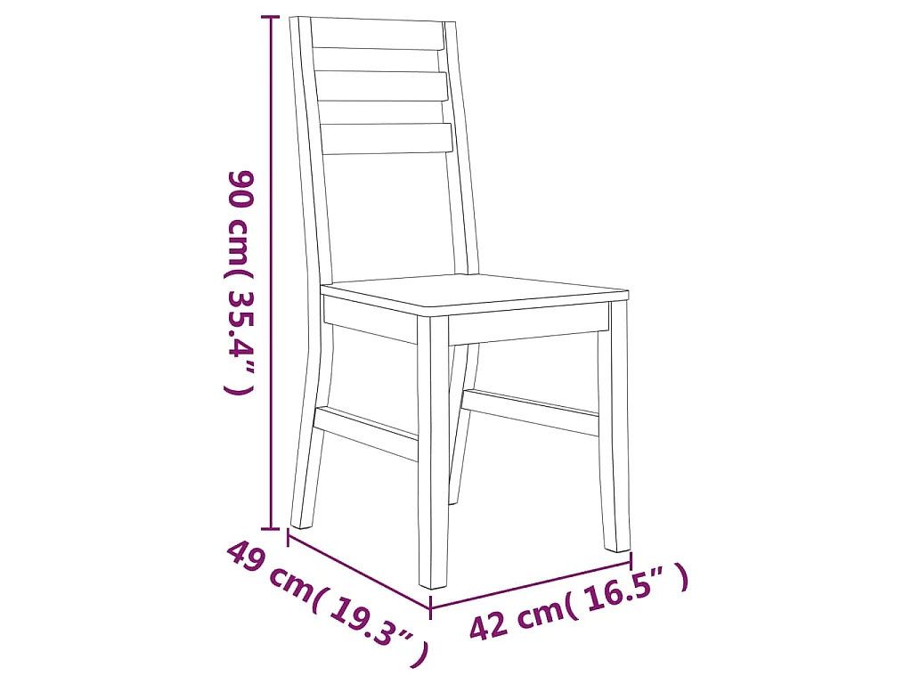Chaises à manger lot de 2 bois d'acacia solide