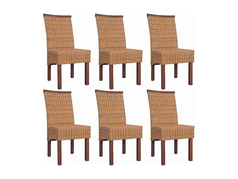 Esszimmerstühle 6 Stk. Natur Rattan Braun