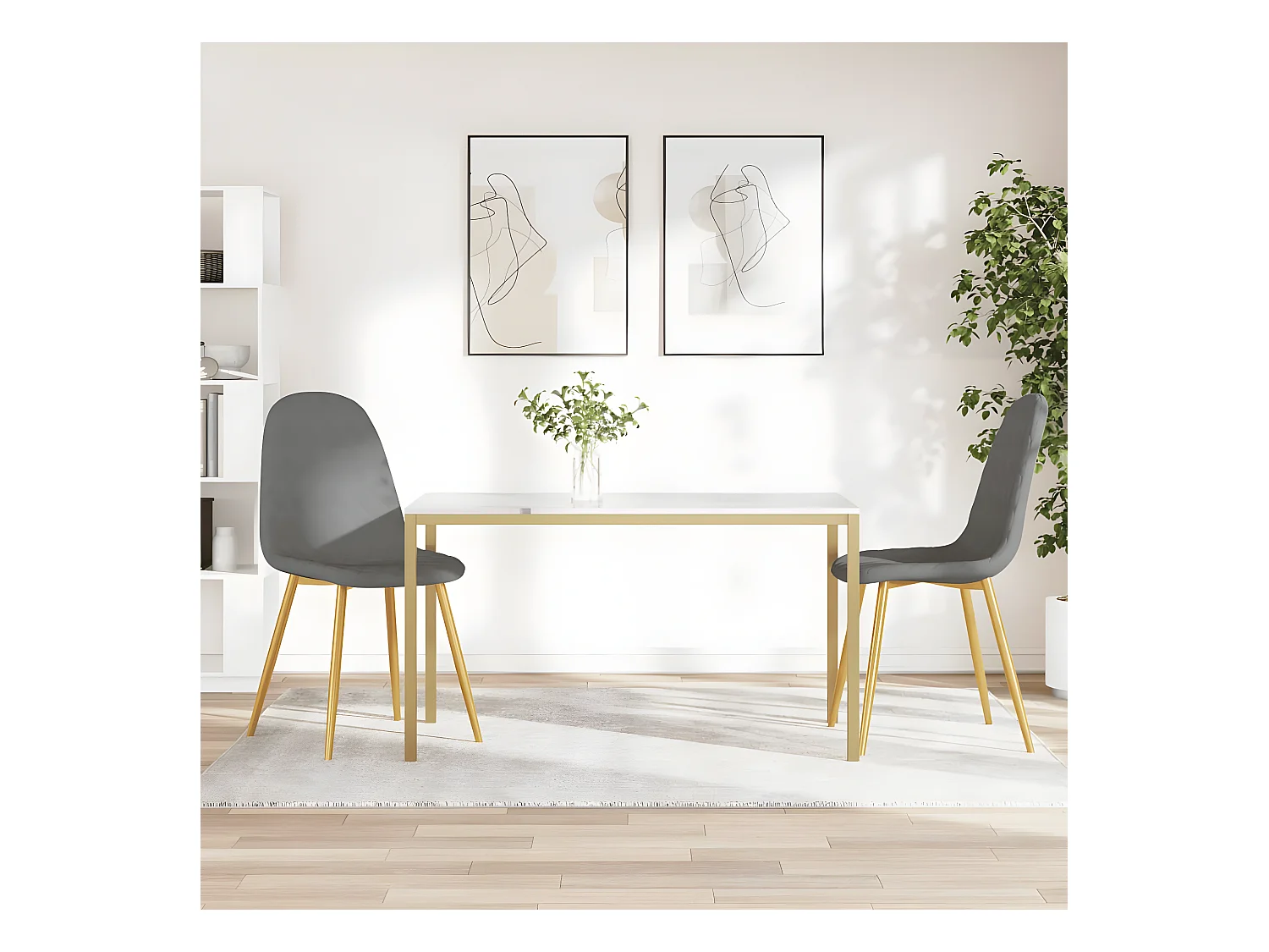 Chaises à manger lot de 2 Gris clair Velours